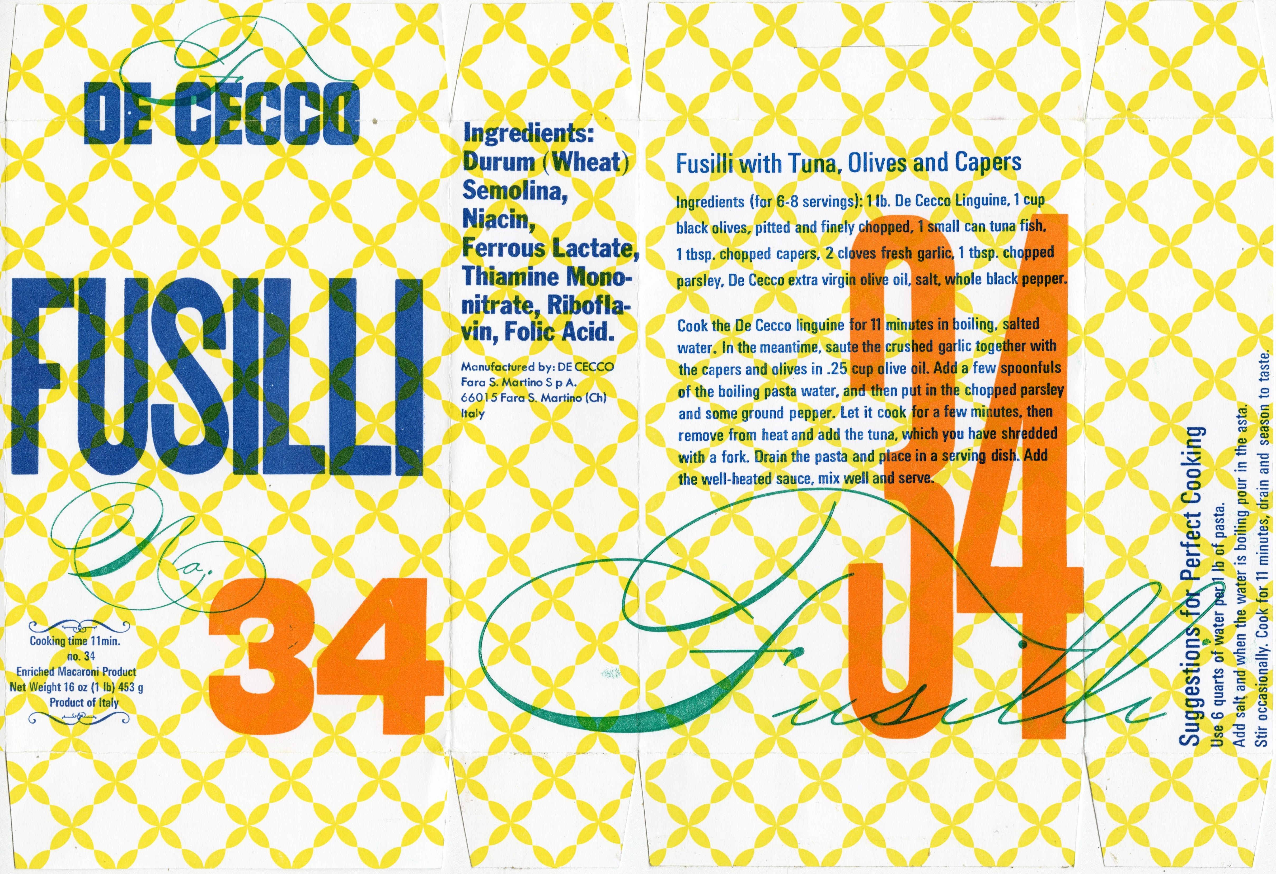 De Cecco Pasta Box Die Cut